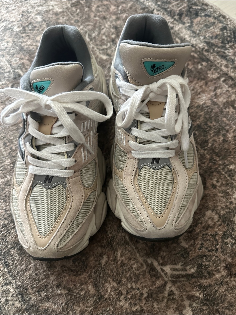 New Balance 990v6 Cream and White Mesh Sneakers
